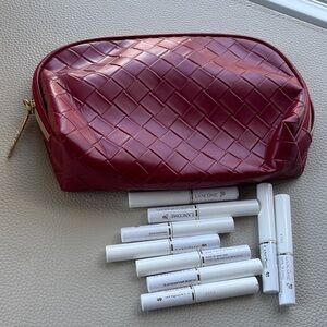 Lancome mascara primer samples with cosmetic bag (10 travel size mascaras )